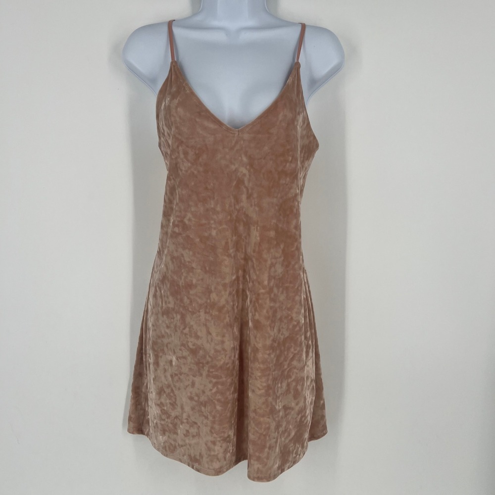 Express Womens XS Blush Pink Crushed Velvet Mini Dress Lace Up Back V-Neck Slip - Picture 8 of 8